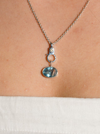 Swimmer Winner Fluorite East West Oval Cut Charm in Sterling Silver