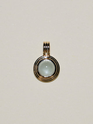Watercake Aquamarine Triple Round Cabochon Charm in Yellow 14k Gold