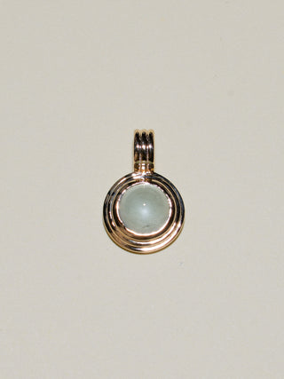 Watercake Aquamarine Triple Round Cabochon Charm in Yellow 14k Gold