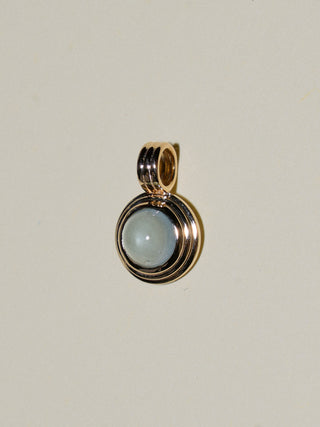 Watercake Aquamarine Triple Round Cabochon Charm in Yellow 14k Gold