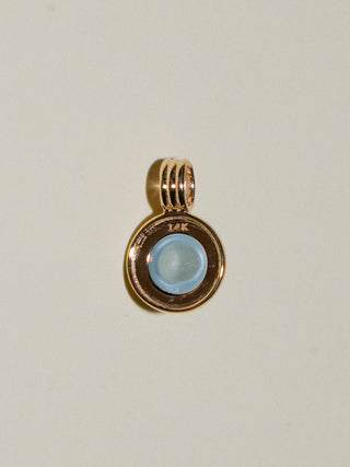 Watercake Aquamarine Triple Round Cabochon Charm in Yellow 14k Gold