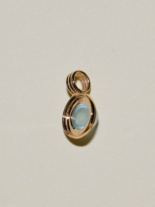 Watercake Aquamarine Triple Round Cabochon Charm in Yellow 14k Gold