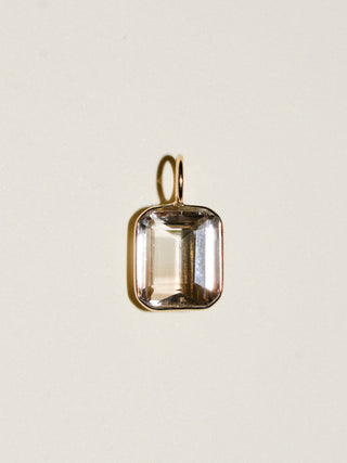 White Birch Imperial Topaz Emerald Cut Charm in 14k Yellow Gold