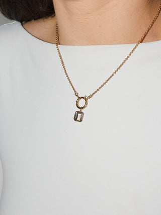 White Birch Imperial Topaz Emerald Cut Charm in 14k Yellow Gold