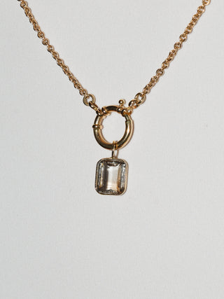 White Birch Imperial Topaz Emerald Cut Charm in 14k Yellow Gold