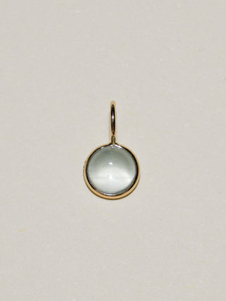 AquaAqua Aquamarine Round Cabochon Charm in Yellow 14k Gold