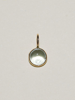 Jupiter Aquamarine Round Cabochon Charm in Yellow 14k Gold