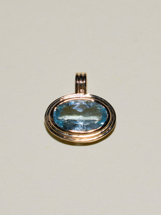 Slipper Girl Aquamarine Triple East to West Oval Cut Charm in Yellow 14k Gold