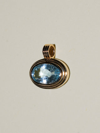 Slipper Girl Aquamarine Triple East to West Oval Cut Charm in Yellow 14k Gold