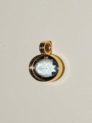Slipper Girl Aquamarine Triple East to West Oval Cut Charm in Yellow 14k Gold