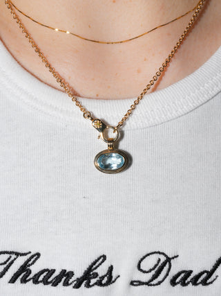Slipper Girl Aquamarine Triple East to West Oval Cut Charm in Yellow 14k Gold