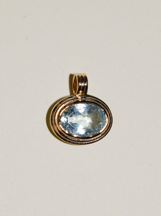Thin Ice Aquamarine Triple East to West Oval Cut Charm in Yellow 14k Gold