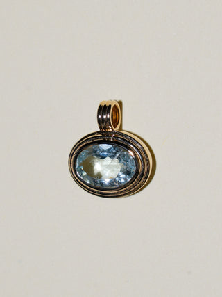 Thin Ice Aquamarine Triple East to West Oval Cut Charm in Yellow 14k Gold