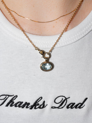 Thin Ice Aquamarine Triple East to West Oval Cut Charm in Yellow 14k Gold