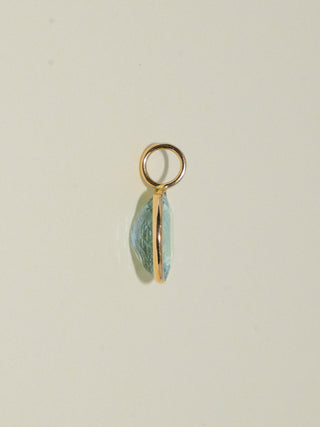 Big Blue Aquamarine Oval Cut Charm in Yellow 14k Gold