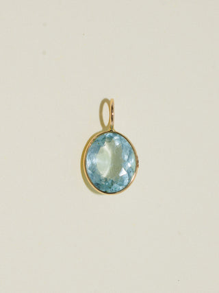 Big Blue Aquamarine Oval Cut Charm in Yellow 14k Gold