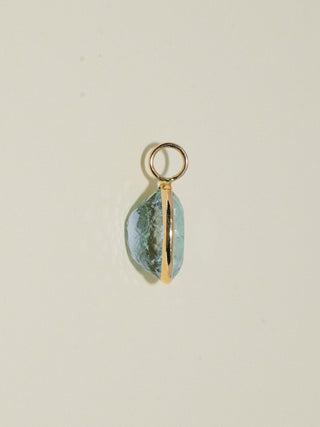 Earthly Aquamarine Oval Cut Charm in Yellow 14k Gold