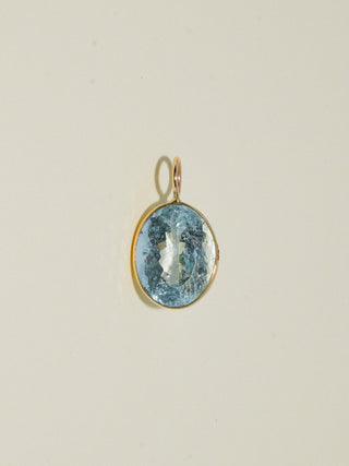Earthly Aquamarine Oval Cut Charm in Yellow 14k Gold