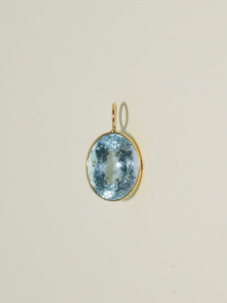 Earthly Aquamarine Oval Cut Charm in Yellow 14k Gold