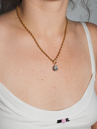 Earthly Aquamarine Oval Cut Charm in Yellow 14k Gold