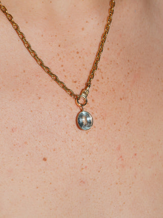 Earthly Aquamarine Oval Cut Charm in Yellow 14k Gold