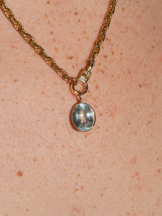 Earthly Aquamarine Oval Cut Charm in Yellow 14k Gold