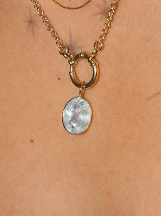 Polar Plunge Aquamarine Oval Cut Charm in Yellow 14k Gold