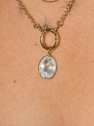 Polar Plunge Aquamarine Oval Cut Charm in Yellow 14k Gold