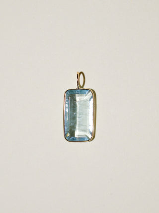 Water No Ice Aquamarine Emerald Cut Charm in Yellow 14k Gold