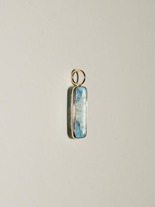 Water No Ice Aquamarine Emerald Cut Charm in Yellow 14k Gold