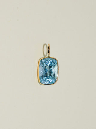 Weekender Aquamarine Cushion Cut Charm in Yellow 14k Gold