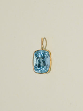 Weekender Aquamarine Cushion Cut Charm in Yellow 14k Gold
