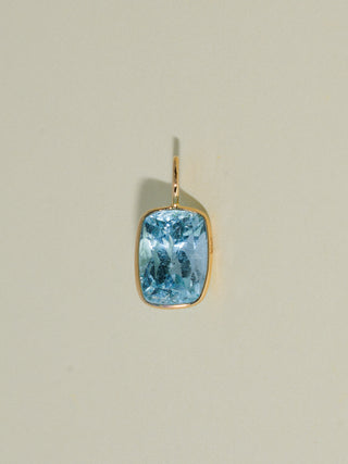 Weekender Aquamarine Cushion Cut Charm in Yellow 14k Gold