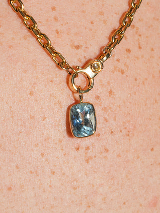 Weekender Aquamarine Cushion Cut Charm in Yellow 14k Gold