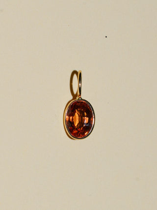 Golden Hour Orange Sapphire Oval Cut Charm in Yellow 14k Gold