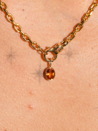 Golden Hour Orange Sapphire Oval Cut Charm in Yellow 14k Gold