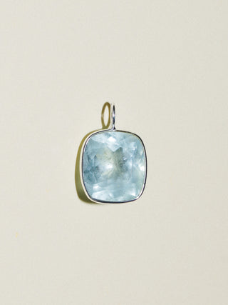Beach Read Aquamarine Cushion Cut Charm in Sterling Silver