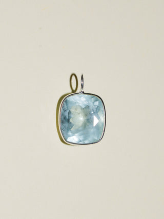 Beach Read Aquamarine Cushion Cut Charm in Sterling Silver