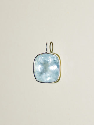Beach Read Aquamarine Cushion Cut Charm in Sterling Silver