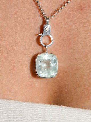 Beach Read Aquamarine Cushion Cut Charm in Sterling Silver