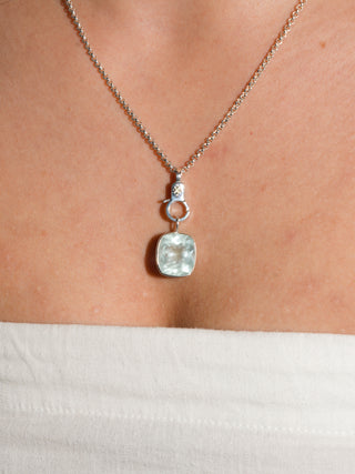 Beach Read Aquamarine Cushion Cut Charm in Sterling Silver