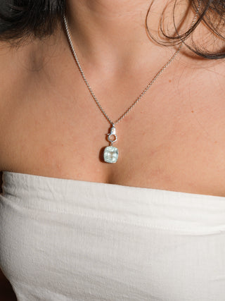 Beach Read Aquamarine Cushion Cut Charm in Sterling Silver