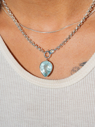 Dorsol Aquamarine Inverted Pear Cut Charm in Sterling Silver