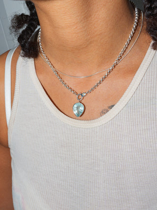 Dorsol Aquamarine Inverted Pear Cut Charm in Sterling Silver