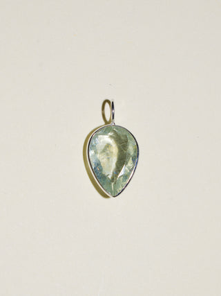Whale Tale Aquamarine Inverted Pear Cut Charm in Sterling Silver