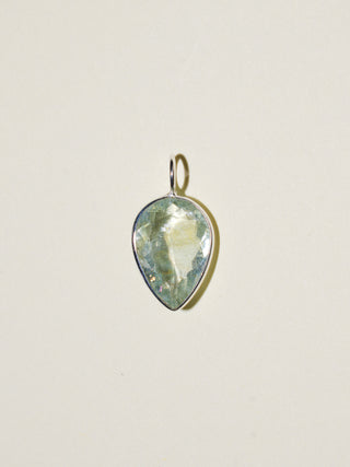 Whale Tale Aquamarine Inverted Pear Cut Charm in Sterling Silver
