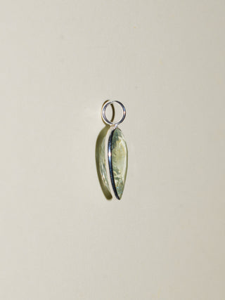 Whale Tale Aquamarine Inverted Pear Cut Charm in Sterling Silver