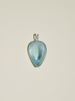 Blue Raspberry Aquamarine Inverted Pear Cut Charm in Sterling Silver