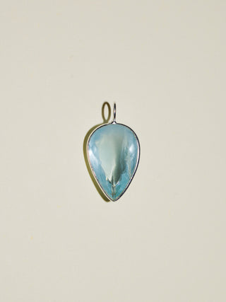 Blue Raspberry Aquamarine Inverted Pear Cut Charm in Sterling Silver