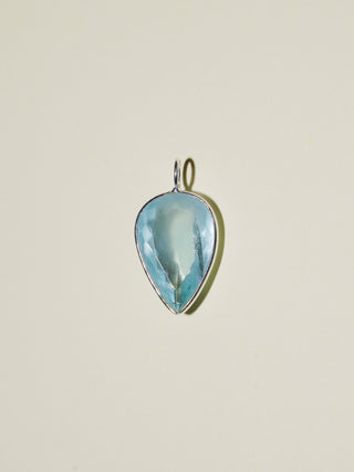 Blue Raspberry Aquamarine Inverted Pear Cut Charm in Sterling Silver